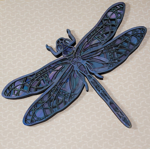 Red Oak Hand painted Layered Mandala Dragonfly